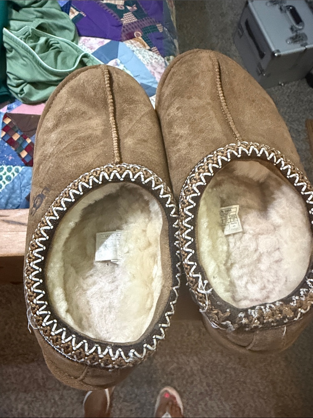 UGG Chestnut Brown Shearling-Lined Slip-On Slippers
